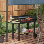 Outsunny Charcoal Bbq Trolley With Double Grill