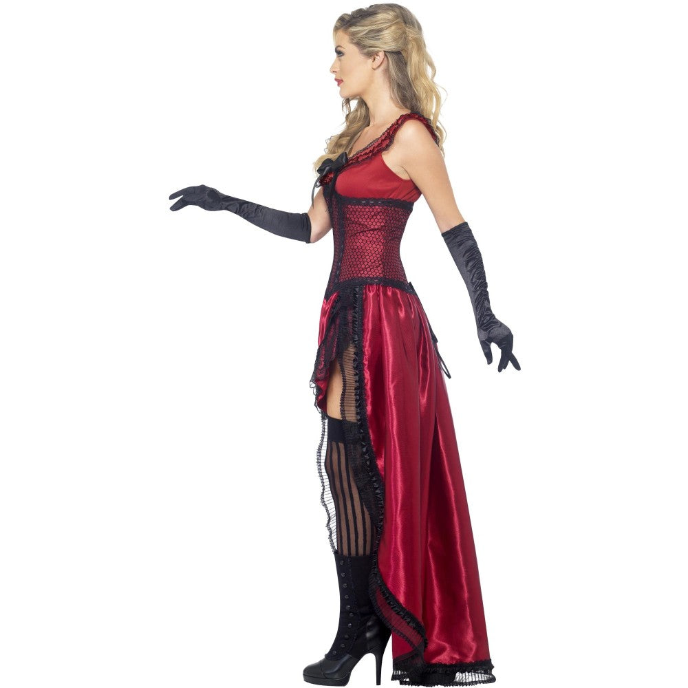 Western Authentic Brothel Babe Costume, Burgundy | Medium