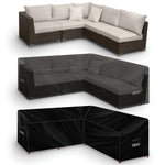 L Shaped Waterproof Garden Furniture Cover, Outdoor Patio Weatherproof Rattan Sofa Shield | 215 x 215 x 80cm | Black