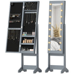 Freestanding Mirror Jewelry Cabinet With Led Lights | Grey