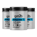 Beach Matt Texturising Matt Paste, Medium Hold, Silicone Free, 100 Ml (3 Pack)