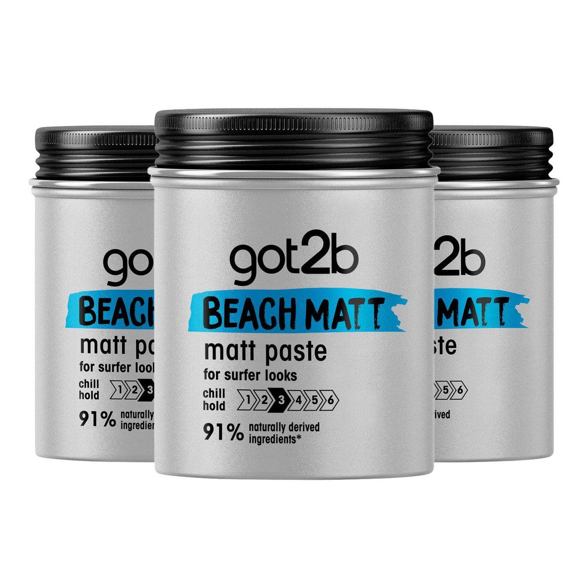 Beach Matt Texturising Matt Paste, Medium Hold, Silicone Free, 100 Ml (3 Pack)