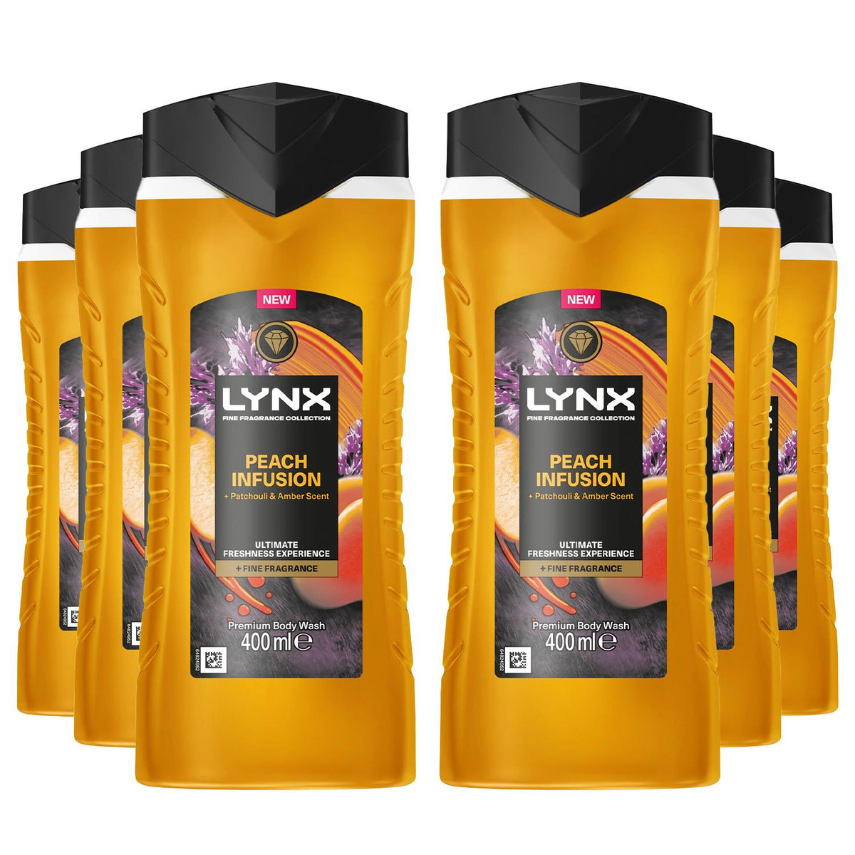 Peach Infusion Body Wash With 12hrs Of Freshness For Men 400ml, 6 Pack | Set of 6