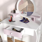 Kids Dressing Table With Mirror And Stool, Rabbit Design, For Ages 3-6 Years | White