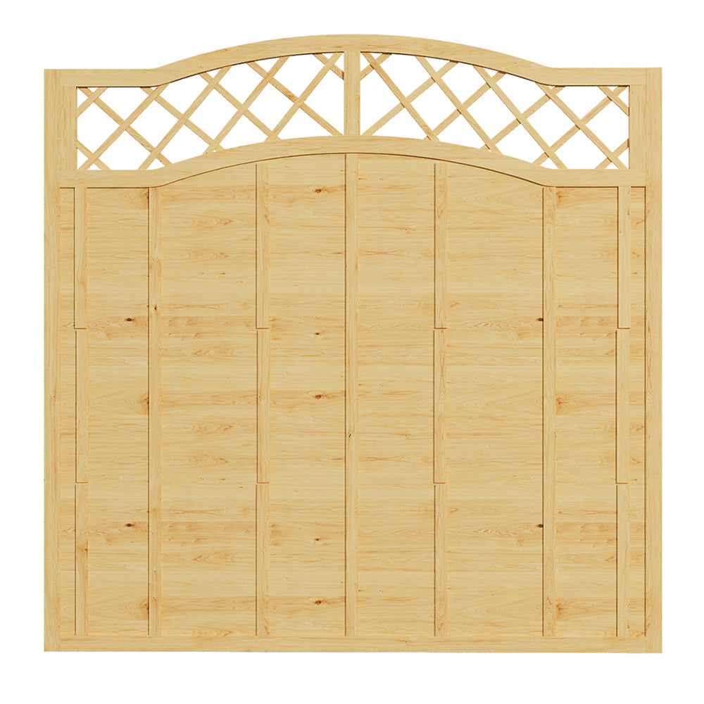 Spruce Wood Fence Panel With Arched Lattice Top 180cm W X 90/120/150/180cm H– Natural Finish, Durable, Easy Diy Garden Privacy Screen | XL