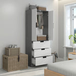 2 Door Wardrobe Wardrobe With 3 Drawer And Hanging Rod | One Size