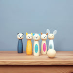 Wooden Animal Skittles Game, 1 Ball & 6 Animal Skittles