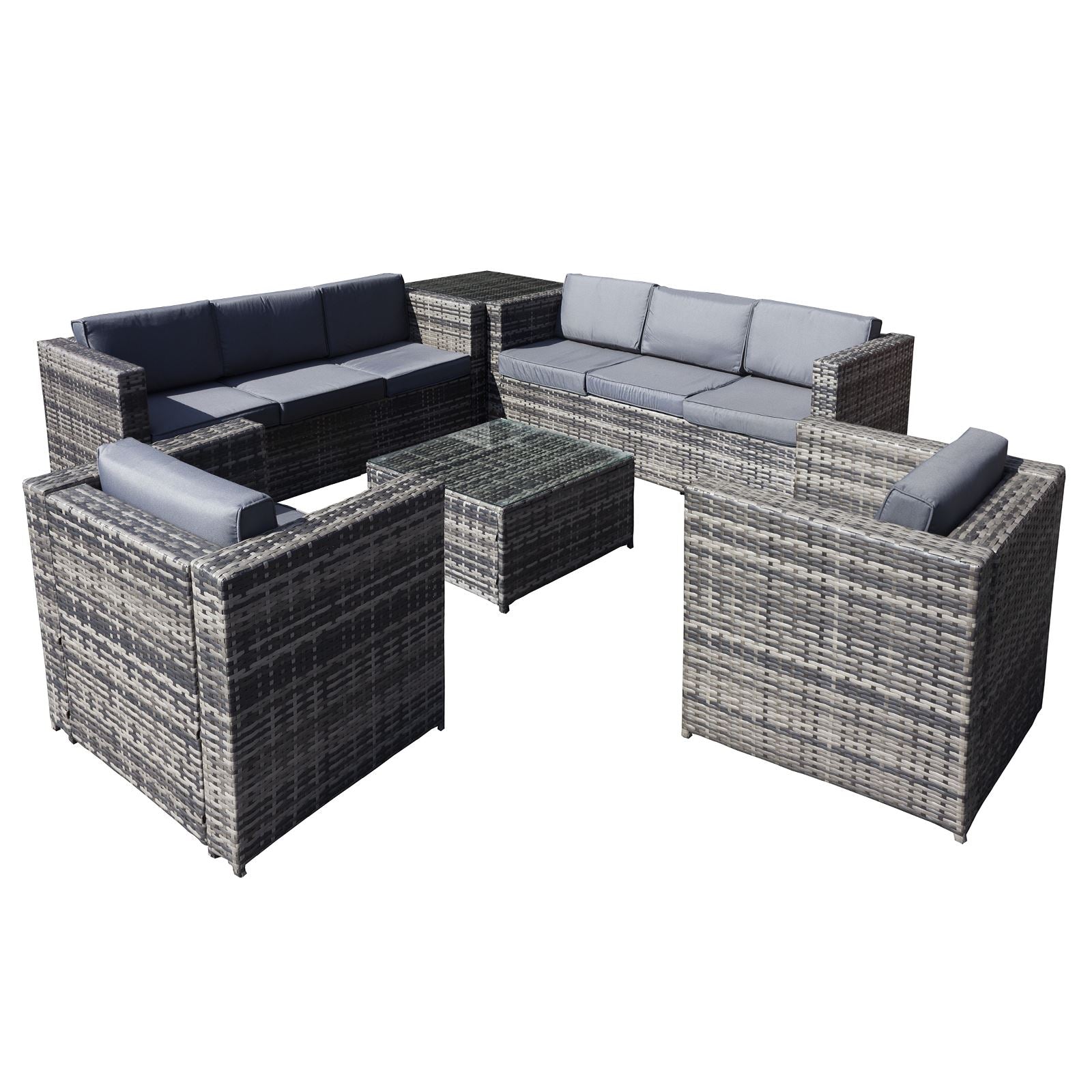 Malta Rattan 8 Seat Corner Set | 8 Seat | Walnut Grey