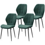Dining Chairs Set Of 4, Flannel Upholstered Kitchen Chairs | Green