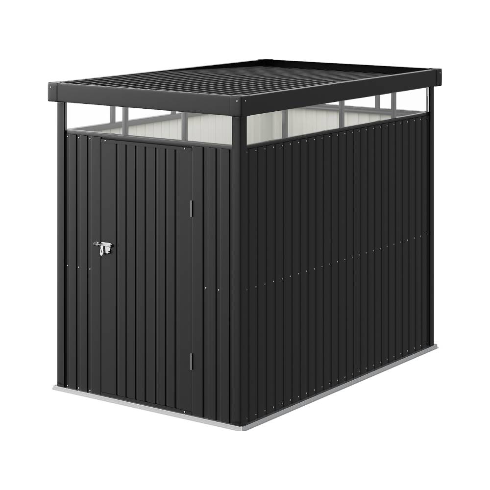 5.31ftx 8.46ft Metal Garden Storage Shed Skylight Roof Shed, Flat Roof Storage