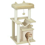 Cat Tree, 90cm Cat Tower With Sisal Scratching Posts | Beige