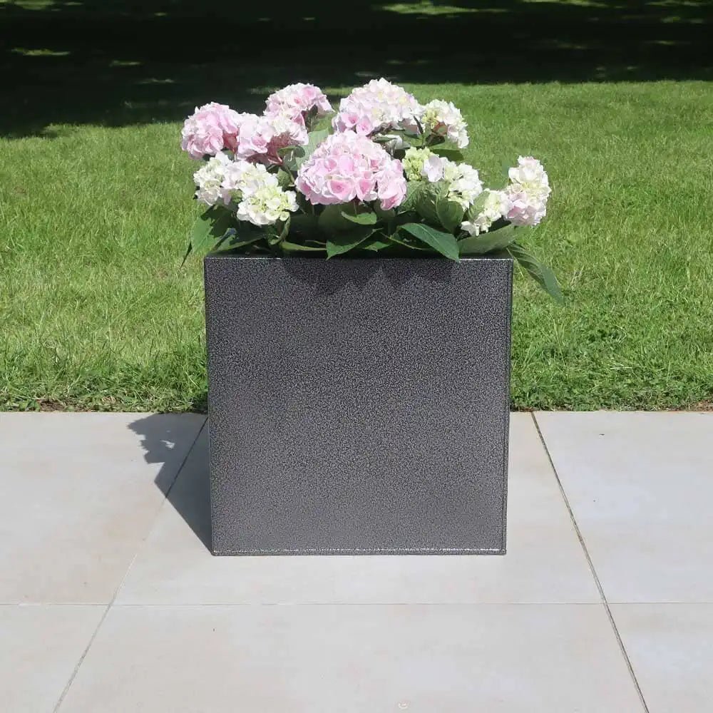 Zinc Galvanised Square Planter | 50cm x 50cm x 50cm | Silver Black
