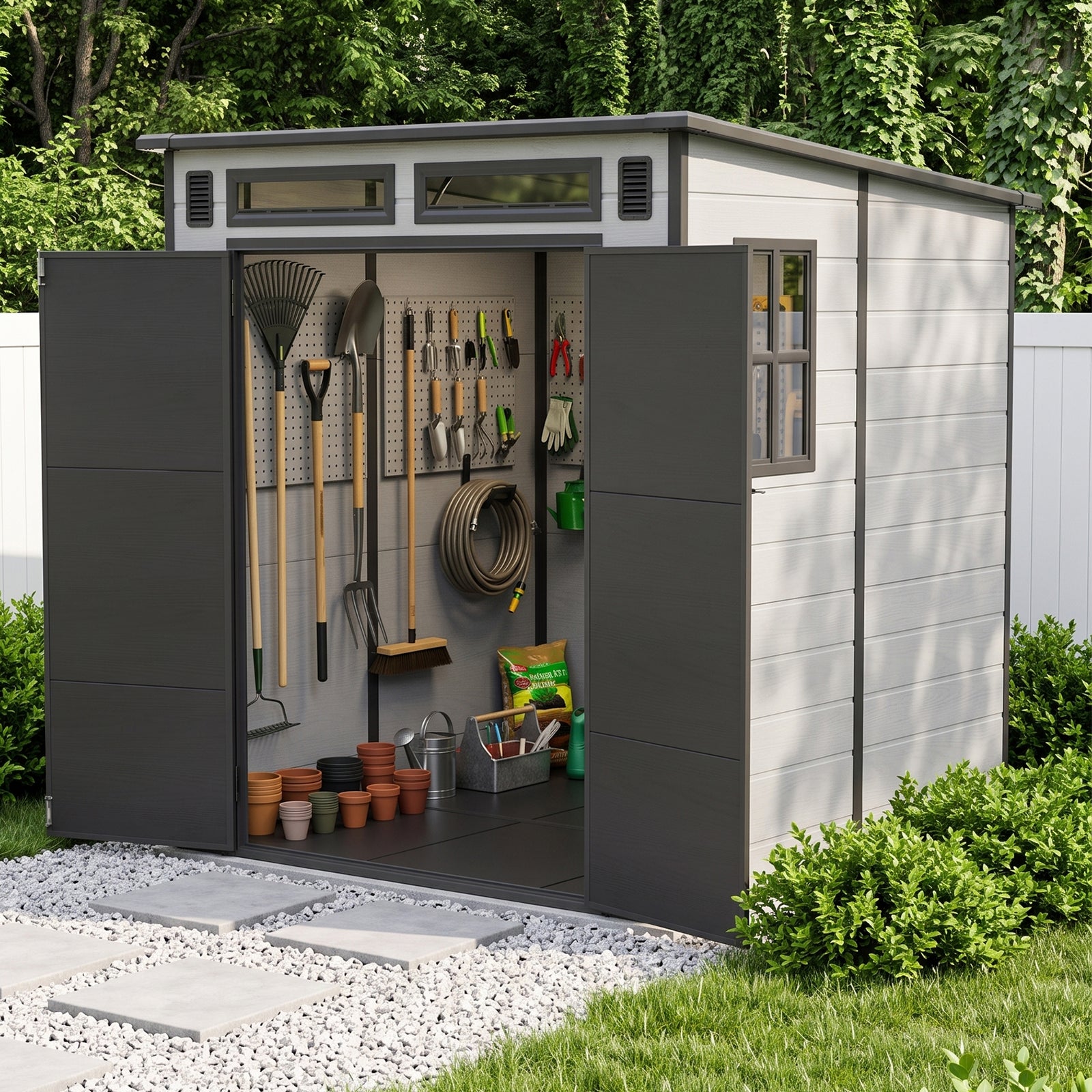 Breeins 6 X 6ft Outdoor Garden Pent Roof Tool Storage Shed