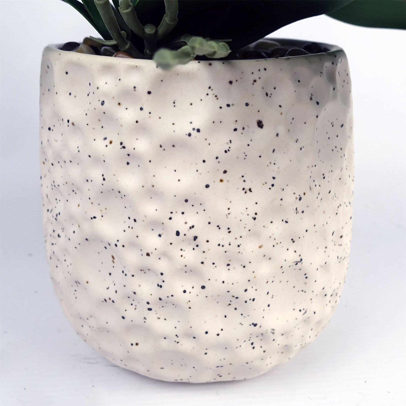 60cm Pure White Artificial Orchid With Ceramic Bubble Planter