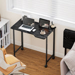 HOMCOM Small Writing Desk With Wheels, Folding Study Table