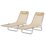 Set Of 2 Outdoor Foldable Loungers W/ Adjustable Back | Brown