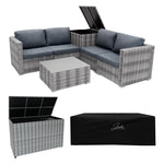 Rattan Modular 6 Piece Furniture Set & 996l Storage Box | Grey