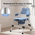 Commode Chair For Bedroom Folding Adjustable Bedside Toilet Shower Chair | Blue