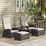 5 Pcs Rattan Garden Furniture Set W/ Reclining Chairs, Table | Brown