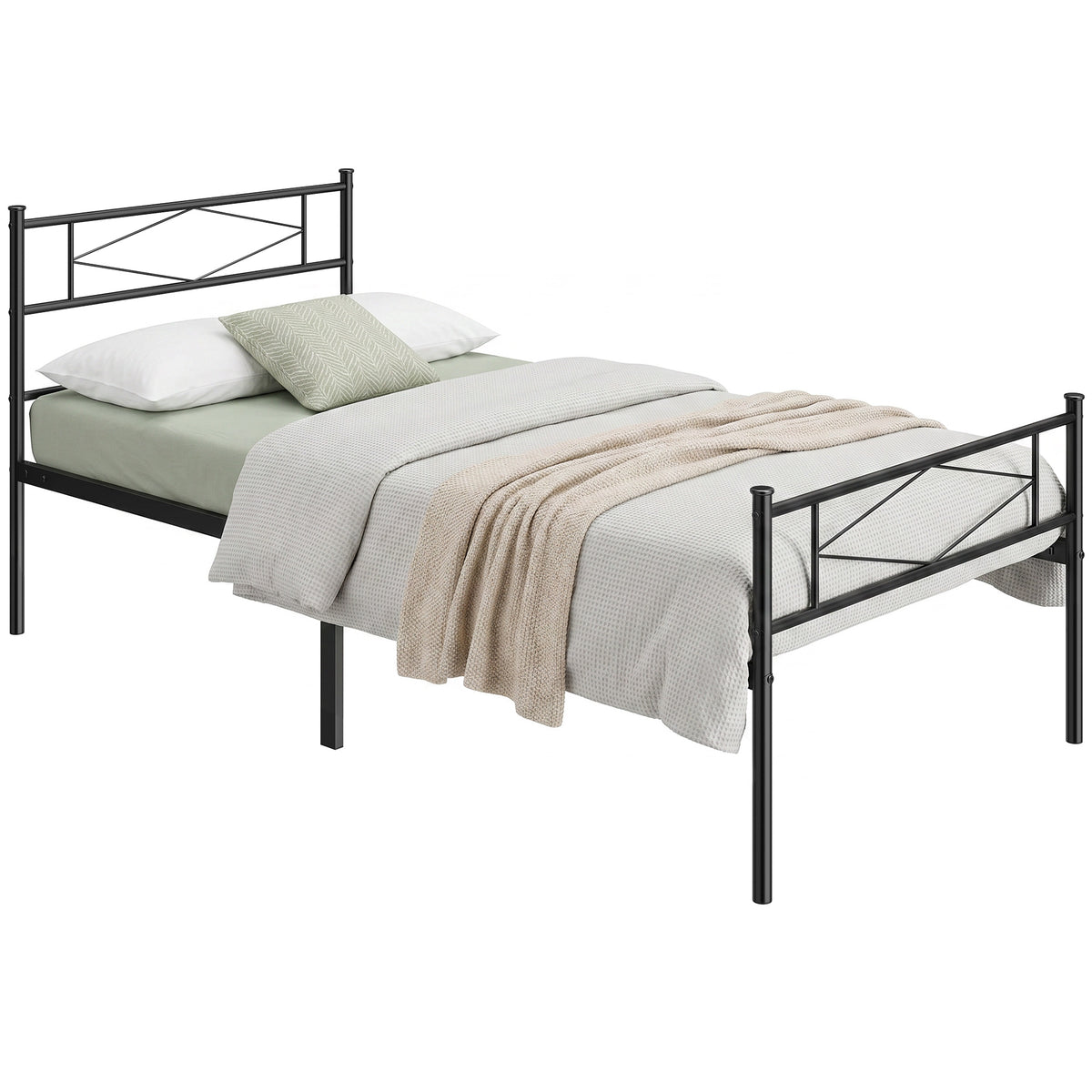HOMCOM Bed Frame With Steel Slat Support, Noise-free