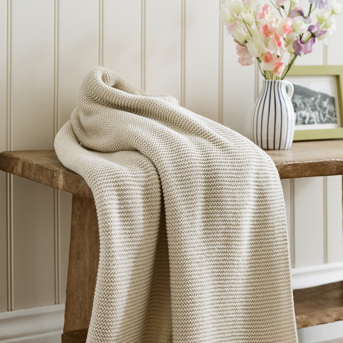 Saunton Knitted Throw | 130cm x 170cm | Cream