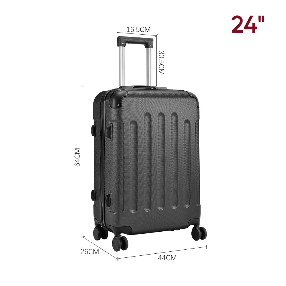 Modern Hardside Spinner Suitcase With Combination Lock | 24" | Black