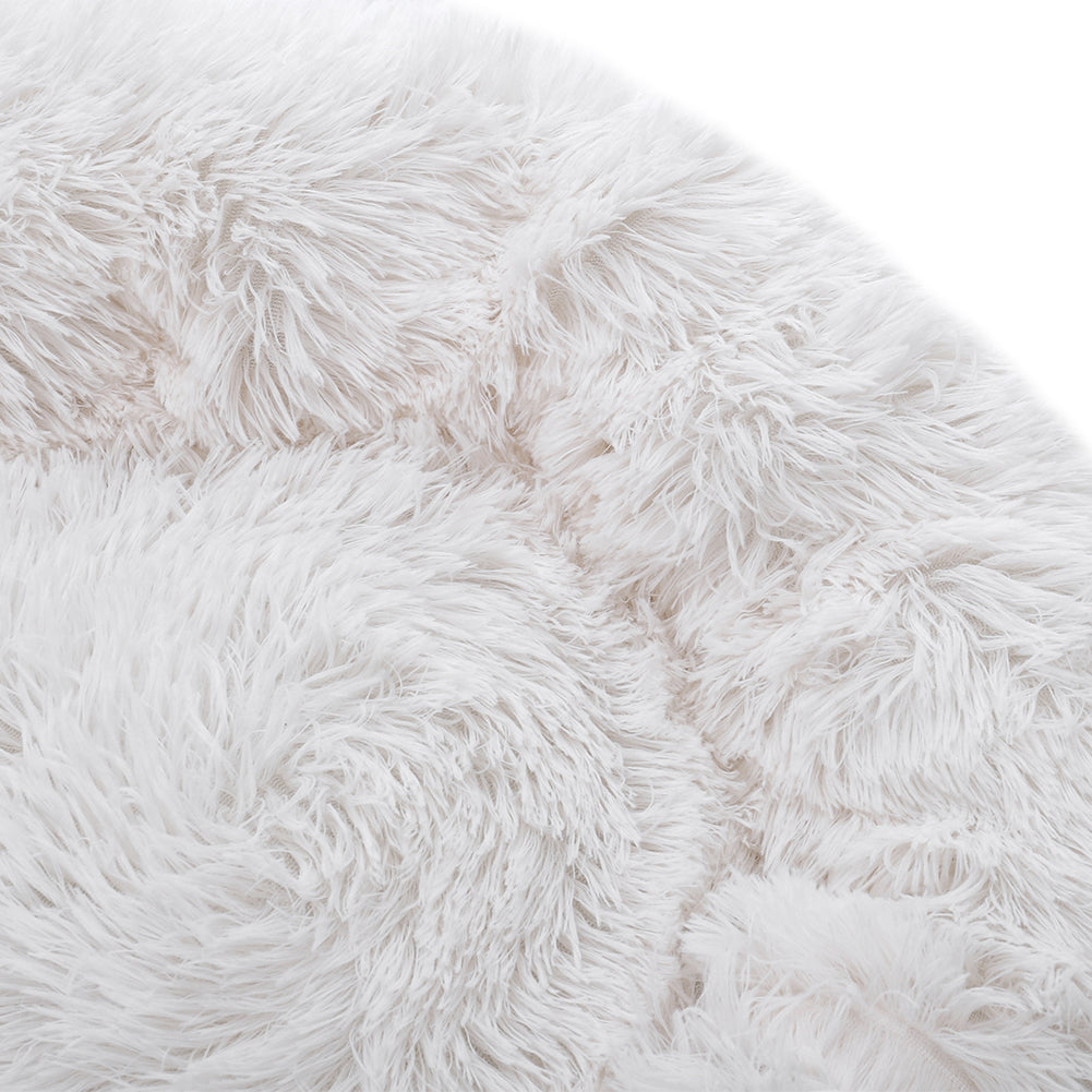 Dia 70cm Calming Round Donut Plush Dog Cuddler Bed Comfort Bed For Dogs | White