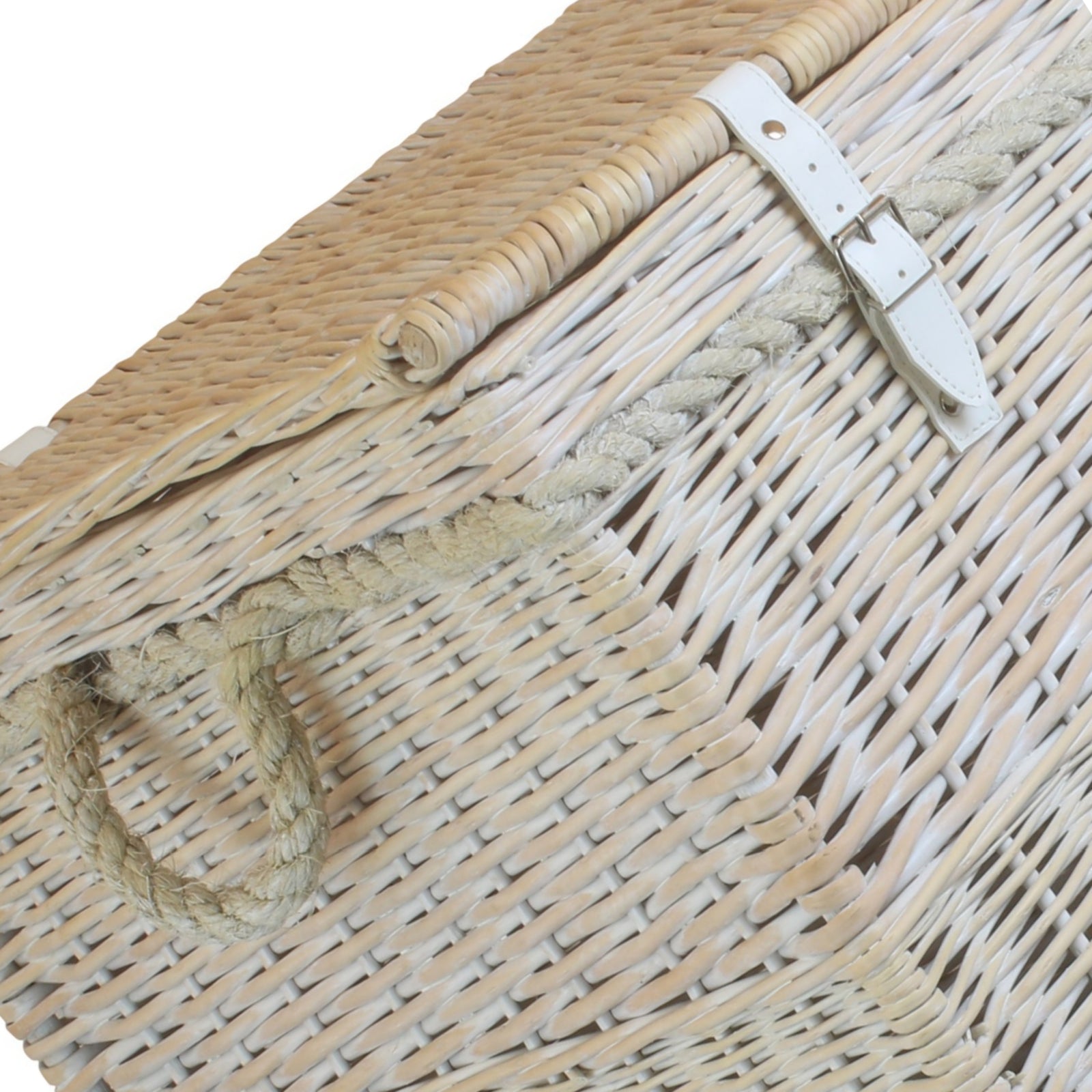 Wicker Large White Wash Finish Storage Basket | White