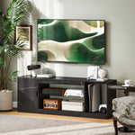 HOMCOM Marble Effect Tv Stand Cabinet With Glass Shelf For 55 Inch Tvs