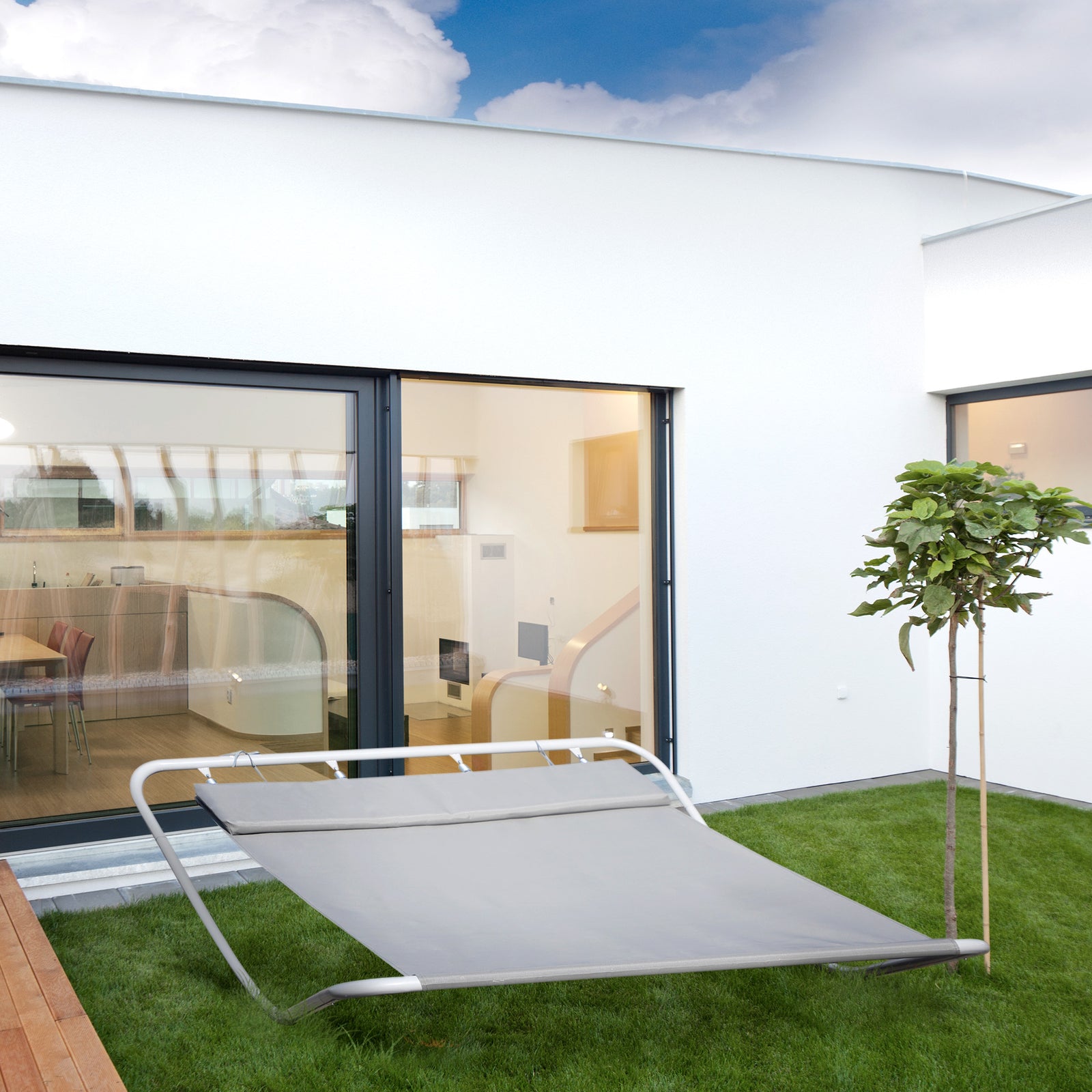 Double Sun Lounger Hammock Outsunny Rocking Swing