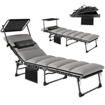 Folding Sun Lounger, Sun Bed With Canopy | Light Grey