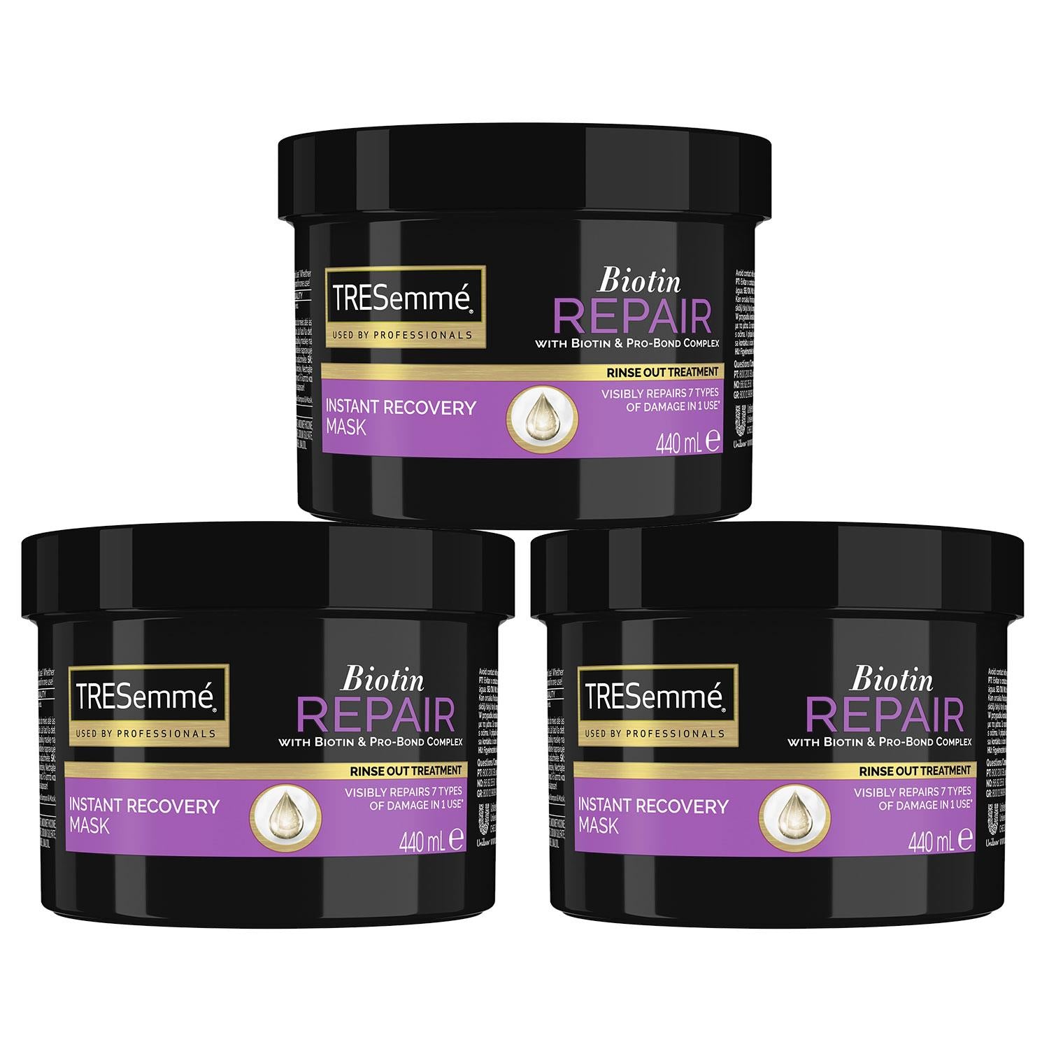 Biotin Repair Instant Recovery Mask With Biotin & Pro-bond, 3x Of 440ml