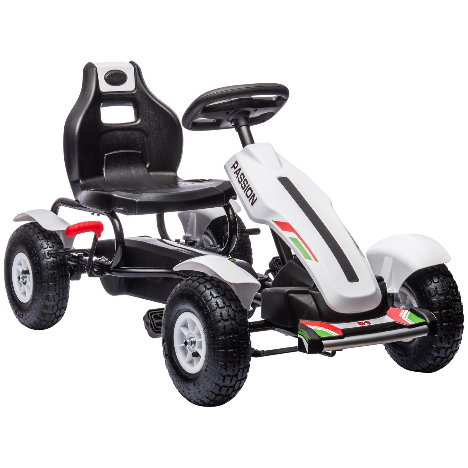 Pedal Go Kart W/inflatable Tyres, Handbrake | White