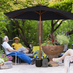 2.5m Wood Garden Parasol Sun Shade | Black