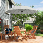 2m Shanghai Garden Parasol Umbrella, Outdoor Sun Shade | Light Grey
