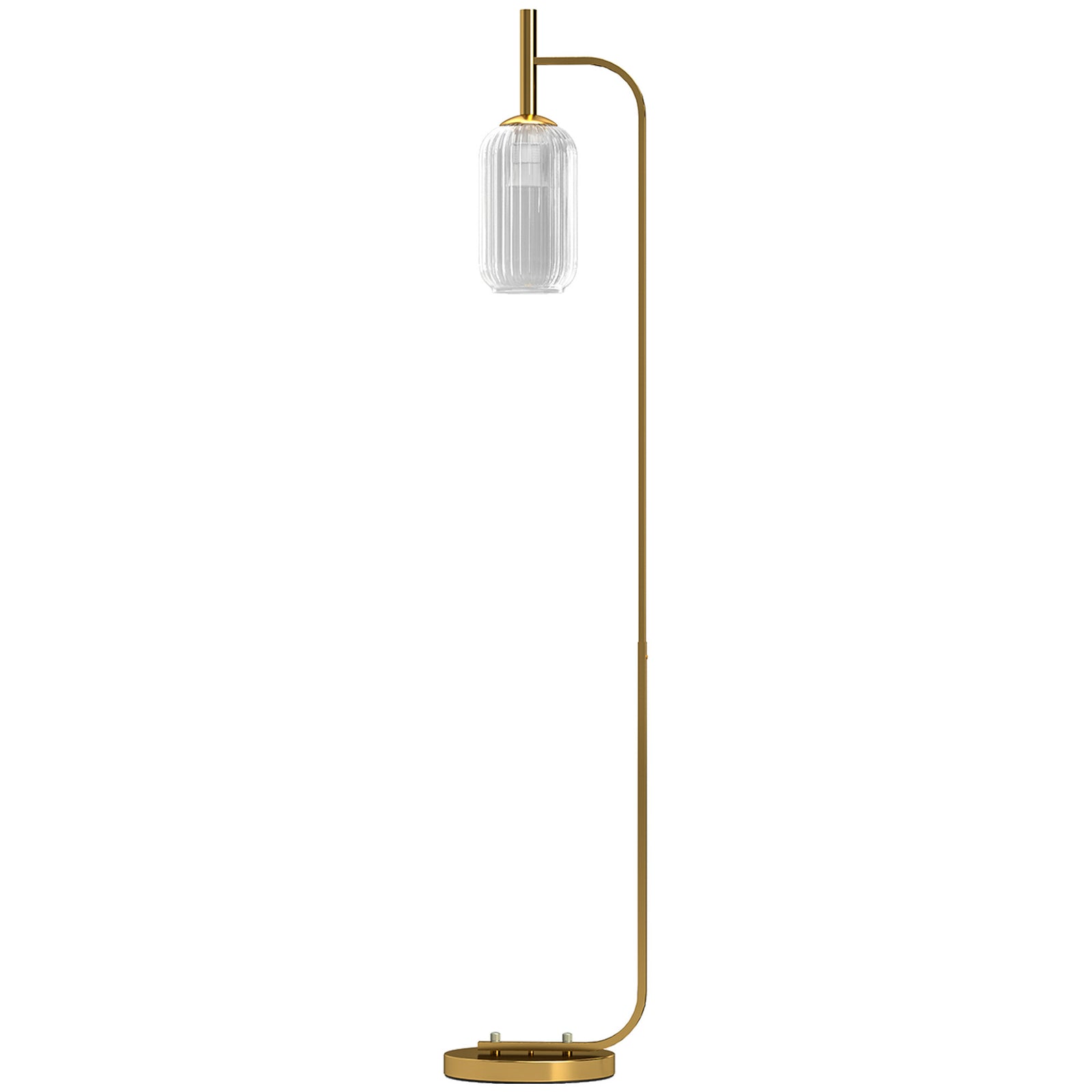 Modern Floor Lamp With Glass Lampshade, Foot Switch For Living Room | Gold