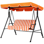 3-seat Swing Chair Garden Swing Seat W/ Adjustable Canopy | Orange