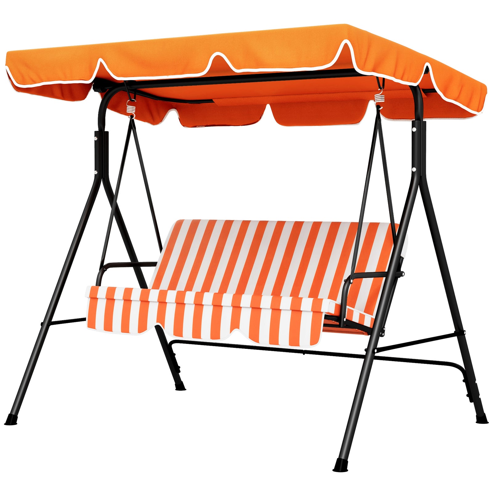 3-seat Swing Chair Garden Swing Seat W/ Adjustable Canopy | Orange