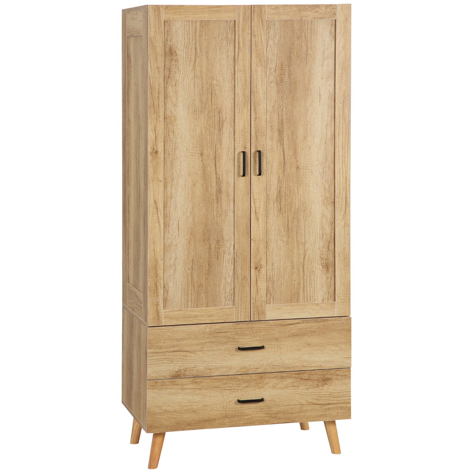 2 Door Wardrobe With 2 Drawers And Hanging Rail For Bedroom