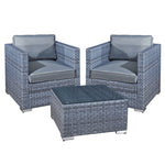 Malta Rattan 2 Seat Tea For Two Set | 2 Seat | Ocean Grey