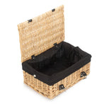 36cm Buff Wicker Empty Picnic Basket | One Size | Black