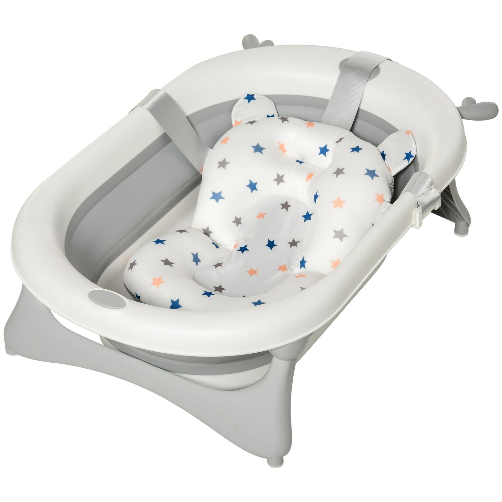 Foldable Baby Bath Tub Ergonomic With Temperature-induced Water Plug | Grey