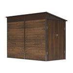 4.6 X 9ft Outdoor Metal Storage Shed With 3d Brown Wood Grain Finish,garden Tool Storage House, Double Doors, 2 Vents & 4 Hooks