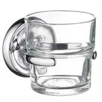 Clear Glass Tumbler With Non Rust Brass Wall Mount Holder | Polished Chrome