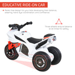 Kids Ride-on Police Bike 3-wheel Vehicle W/ Music Lights 18-36 Mths | White
