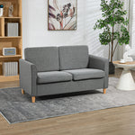 Double Seat Sofa Linen Upholstery Loveseat Couch Armrests | One Size | Gray