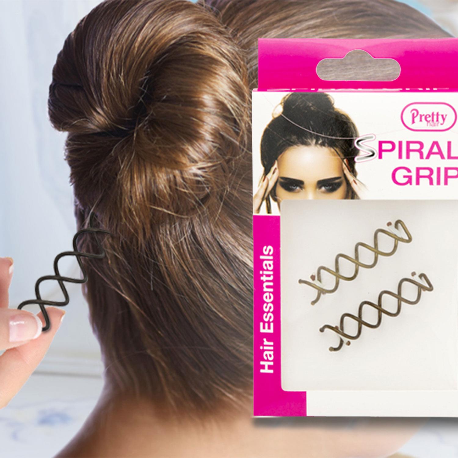 Hair Spiral Grip Hair Essentials, Golden - Pack Of 2
