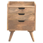 Solid Wood 3 Drawer Gallery Bedside