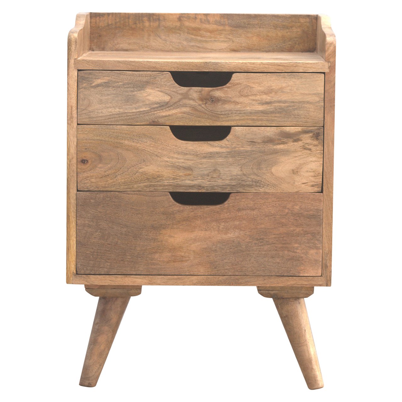 Solid Wood 3 Drawer Gallery Bedside