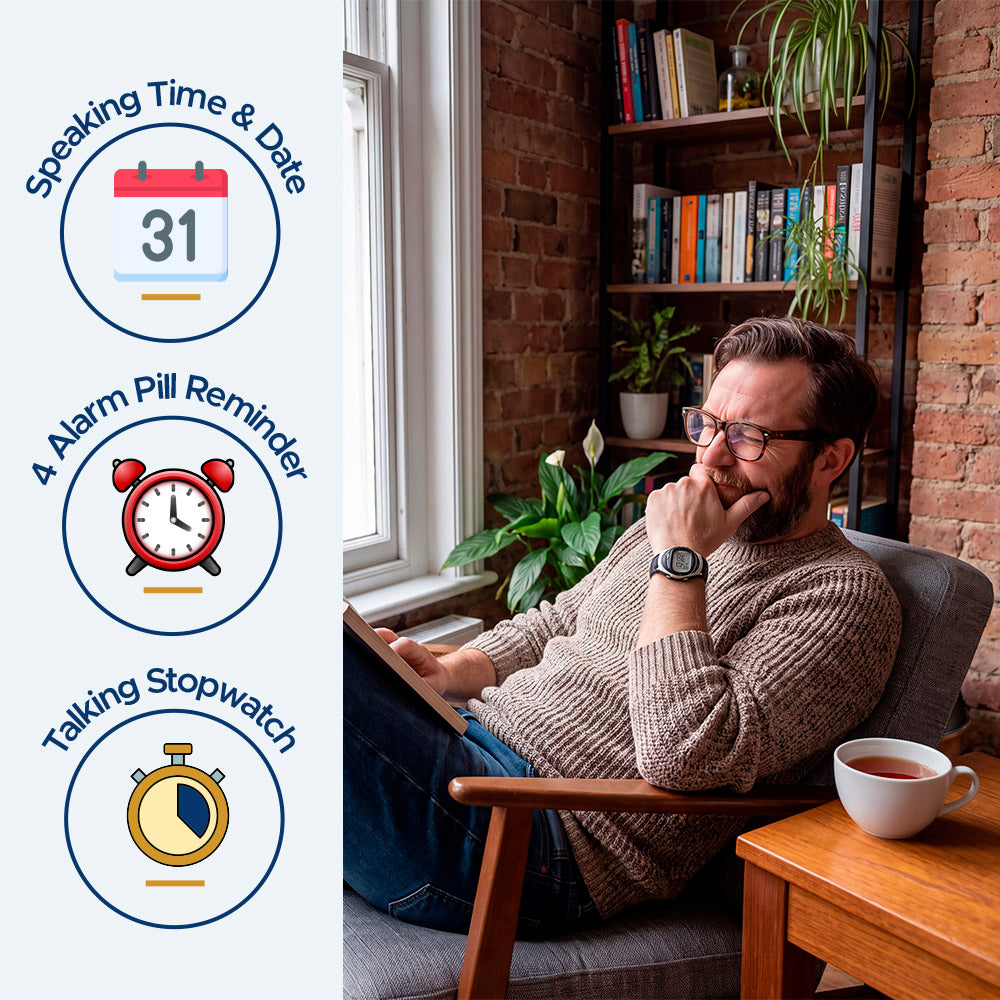Talking Digital Watch - Large Display And 4 Alarms
